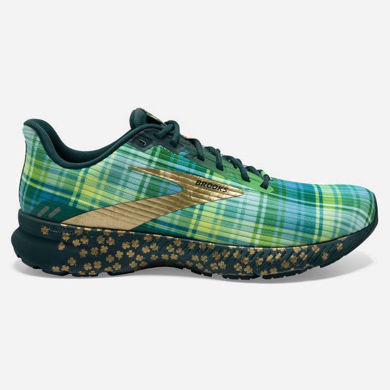 Brooks Launch 8 NZ - Men's Light Cushion Road Running Shoes - Fern Green/Metallic Gold/Deep Teal (34